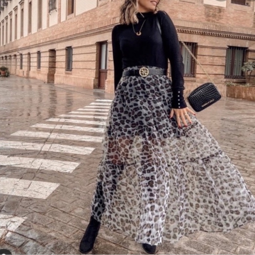 ZARA Leopard Women’s Print Chiffon Skirt Size XS